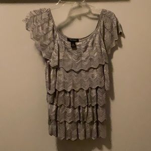 White House Black Market Flapper Ruffle Blouse